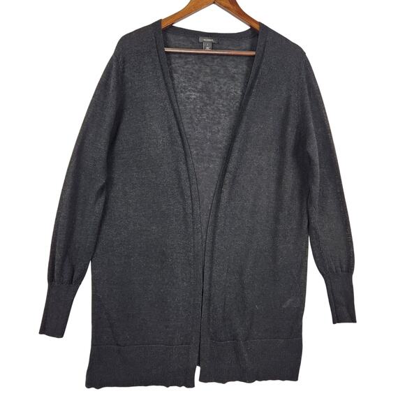 Halogen Linen Blend Open Front Cardigan Women’s SZ LG Navy Blue Long Sleeve EUC - Picture 1 of 11